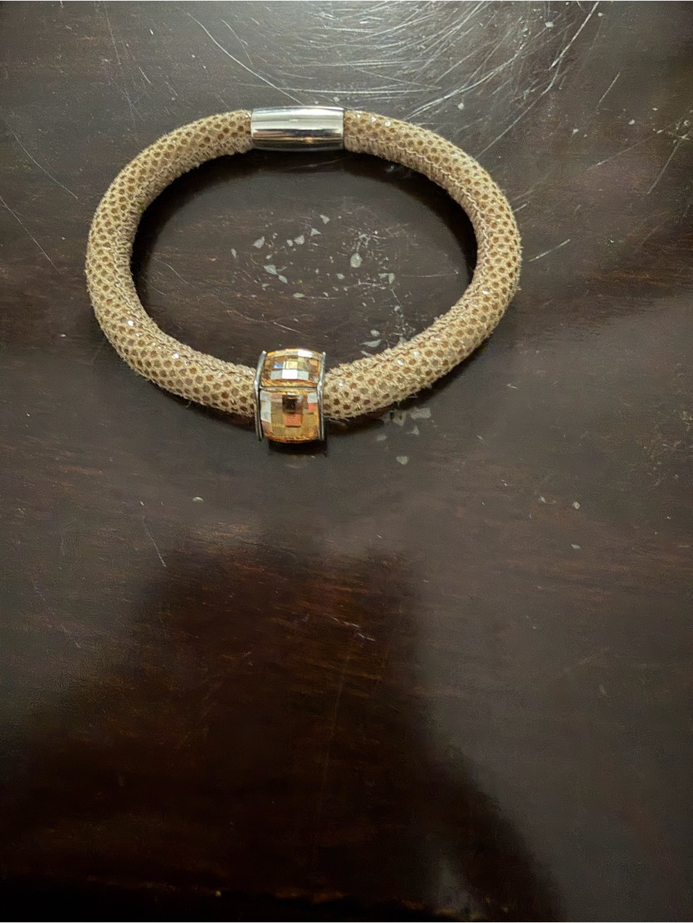 Beige Mesh Tube Bracelet with Gold Accent by Brighton - Picture 2 of 7